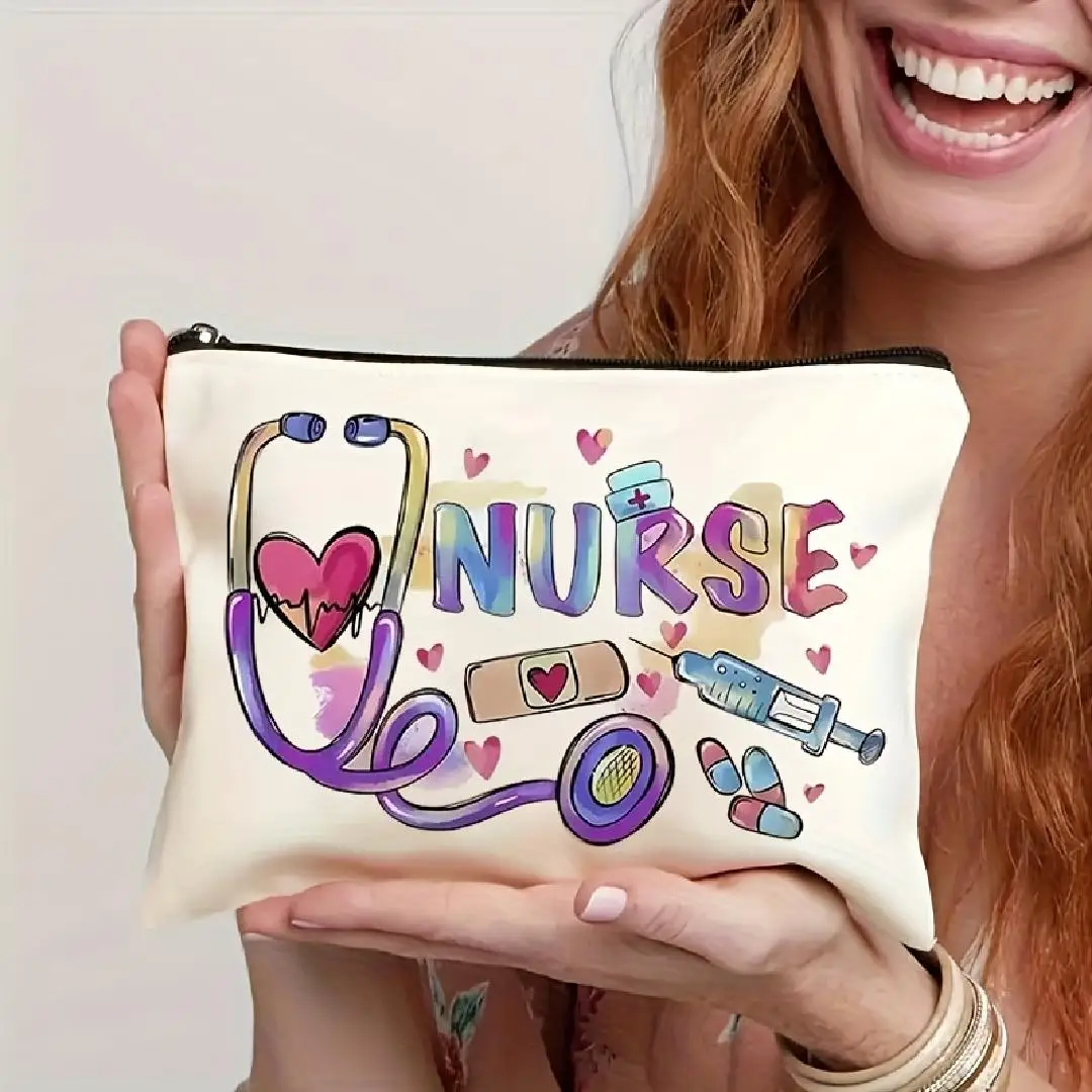 Eine Krankenschwester entworfen eine Make-up-Tasche. – Multifunktionale Reißverschlusstasche, Schmuck-Aufbewahrungstasche, perfekte kleine Aufbewahrungstasche mit Reißverschluss für die Reise.