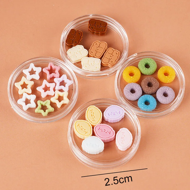 1set Mini Cookie Donut Box Dollhouse Fake Dessert Doll Accessories Pretend Play Miniature Desktop Decoration