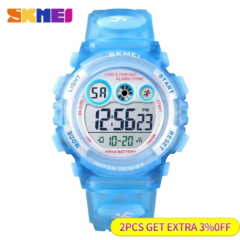 Relojes digitales Skmei LED con alarma y fecha, reloj Digital electrónico deportivo, reloj resistente al agua a la moda para niños y niñas 1451