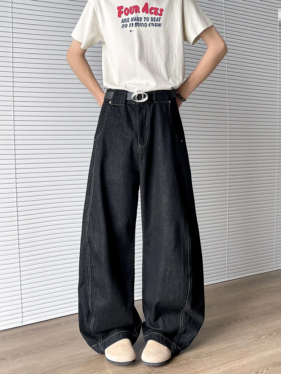 جينز رجالي مستقيم الساق بتصميم High Street Sensation Waed out Knife جينز صيفي كاجوال فضفاض مناسب للشباب #1