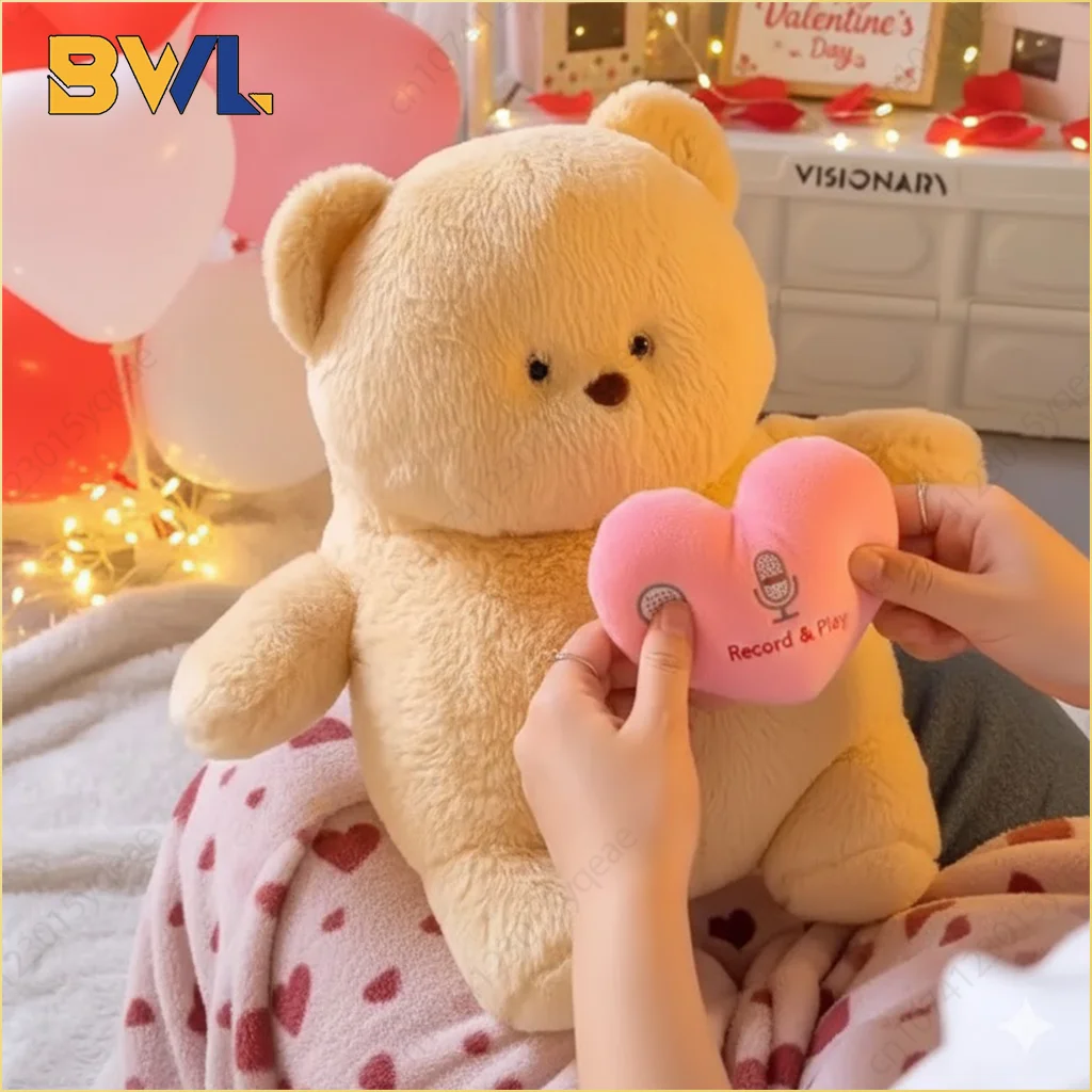 

1PC Talking Teddy Bear Plush Toy with Voice Recording Heart Doll Romantic Valentines Day Gift for Girlfriend Home Decoration