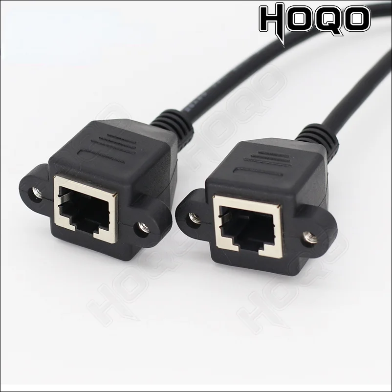 Cat 5e RJ45 female to female UTP extension cable with screw hole 100 Mb/s RJ45 network port Female cable fixed to the panel