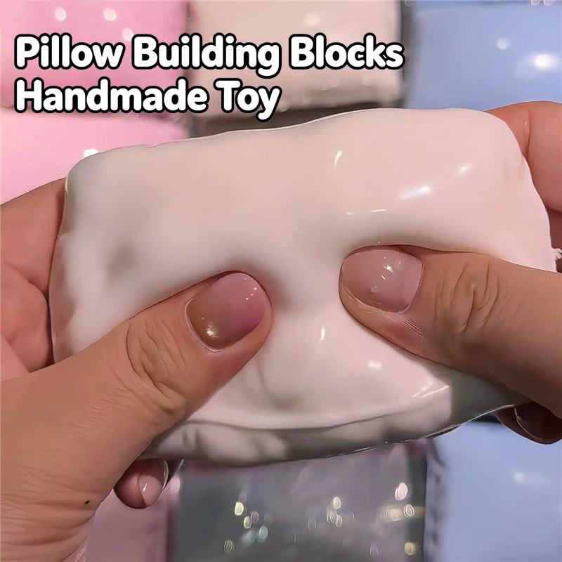 Handmade Building Block Simulation Pillow Hand Sanitizer Sensory Toy Squeeze Crunchy ASMR Sound Anxiety Relief Relax ADHD Gift