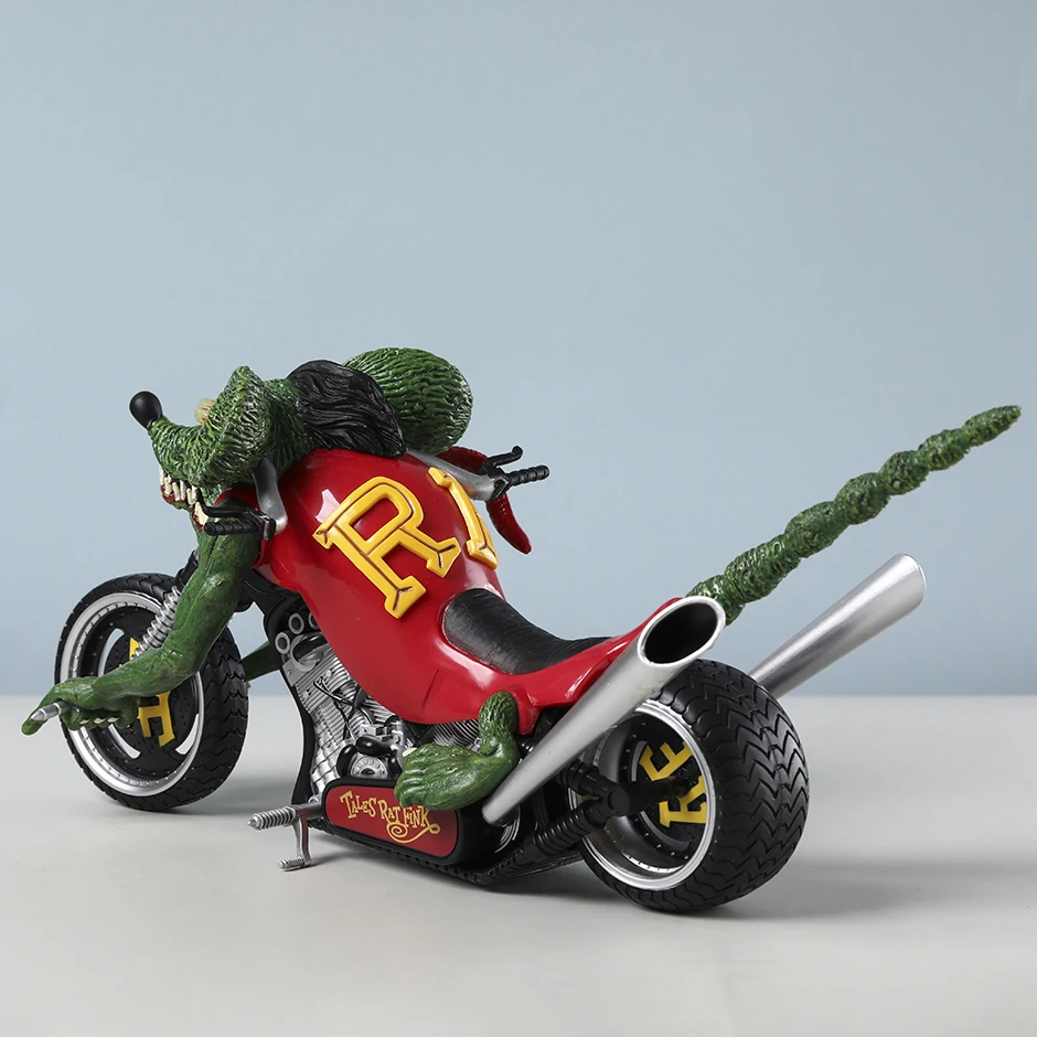 쥐 핑크 오토바이 액션 피규어 입상 소장품 PVC 모델 데스크탑 장식 장난감 35cm/13.77inch