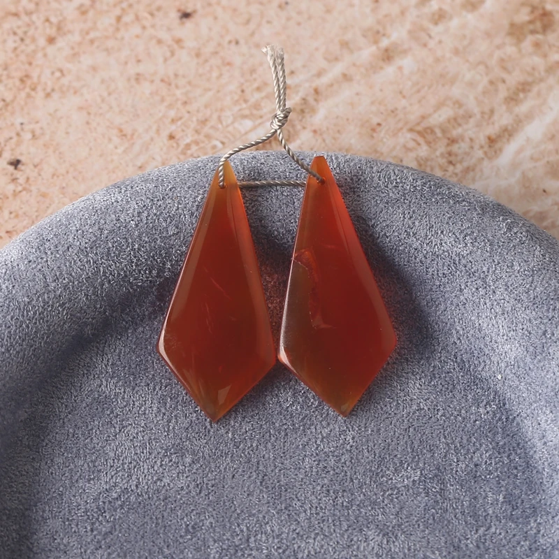 الحجر الطبيعي العقيق الأحمر أقراط 38x17x4 مللي متر الخرز 6.4 جرام شبه الكريمة مجوهرات الأزياء المرأة الإكسسوار #3