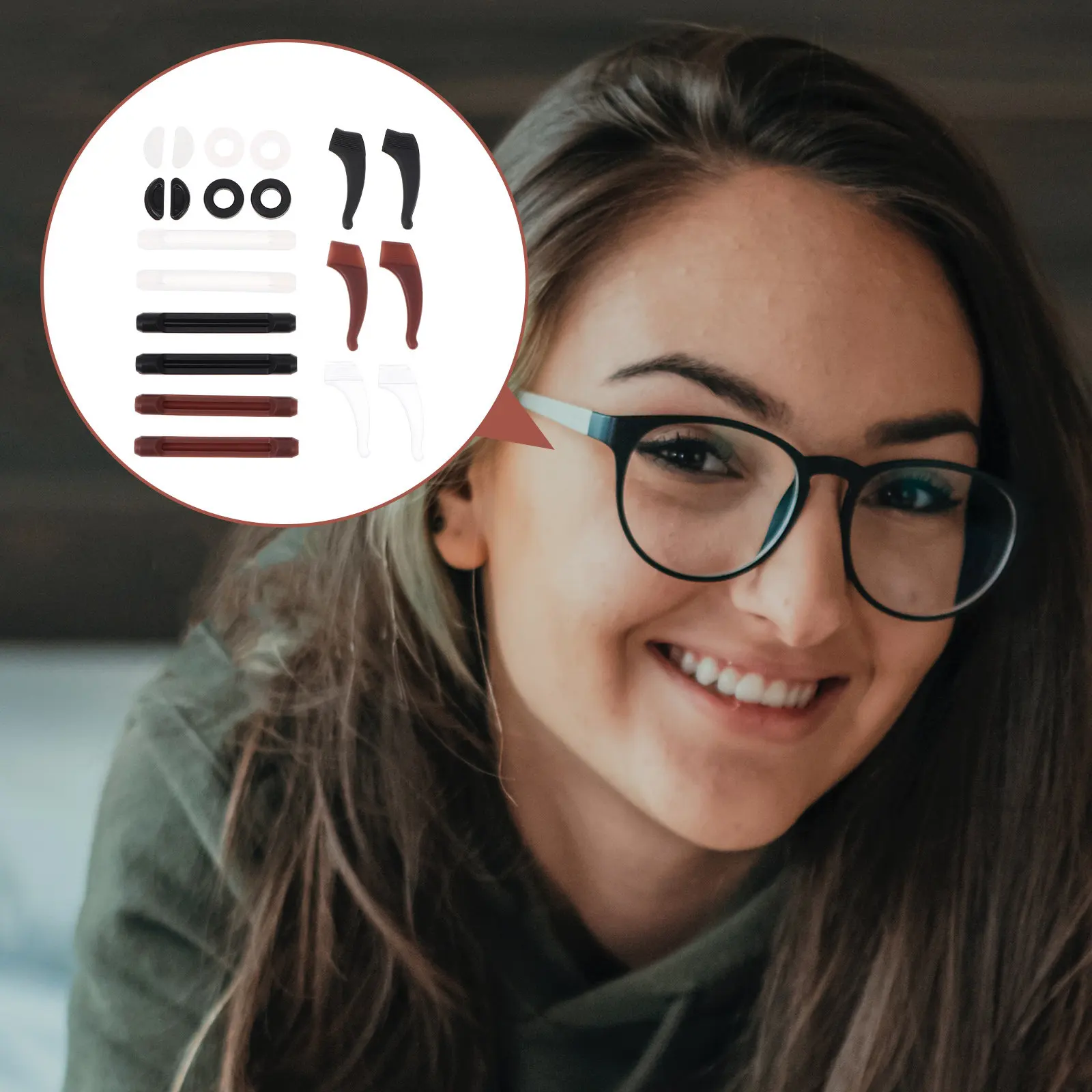 

Набор из 1 силиконового нескользящего держателя для очков с креплением на уши для занятий спортом на открытом воздухе, походов, рыбалки, катания на лыжах