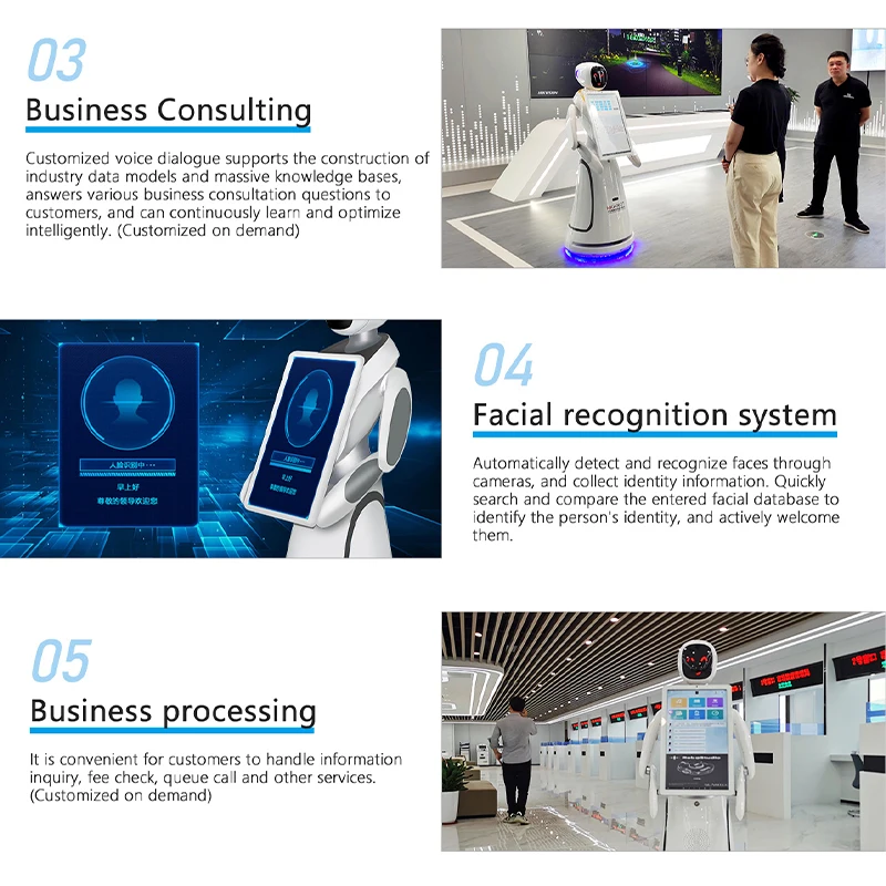 Premium Quality Multifunction Touch Screen Robot with AI Reception, Visitor Leading and Lidar SLAM Navigation