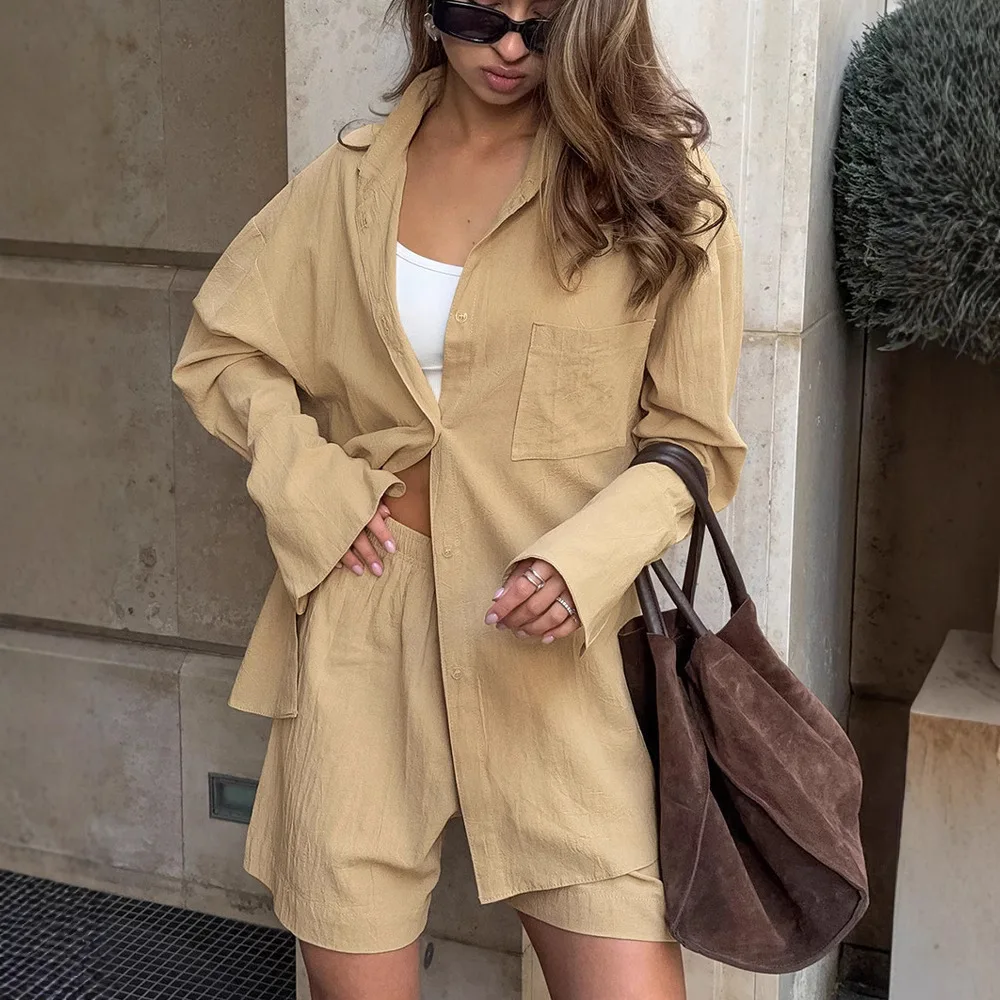 

2025 fashion new women's loose khaki casual suit Z422