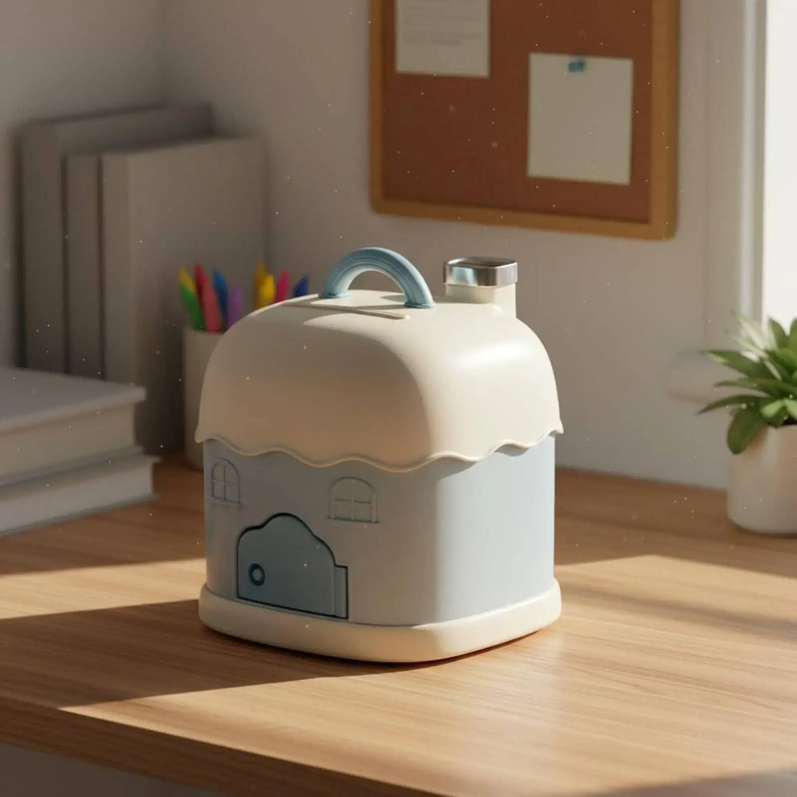 Money Saving Box for Kids House Piggy Bank with Key PP Material Portable Childrens Coin and Bill Bank Cute Decor for Room
