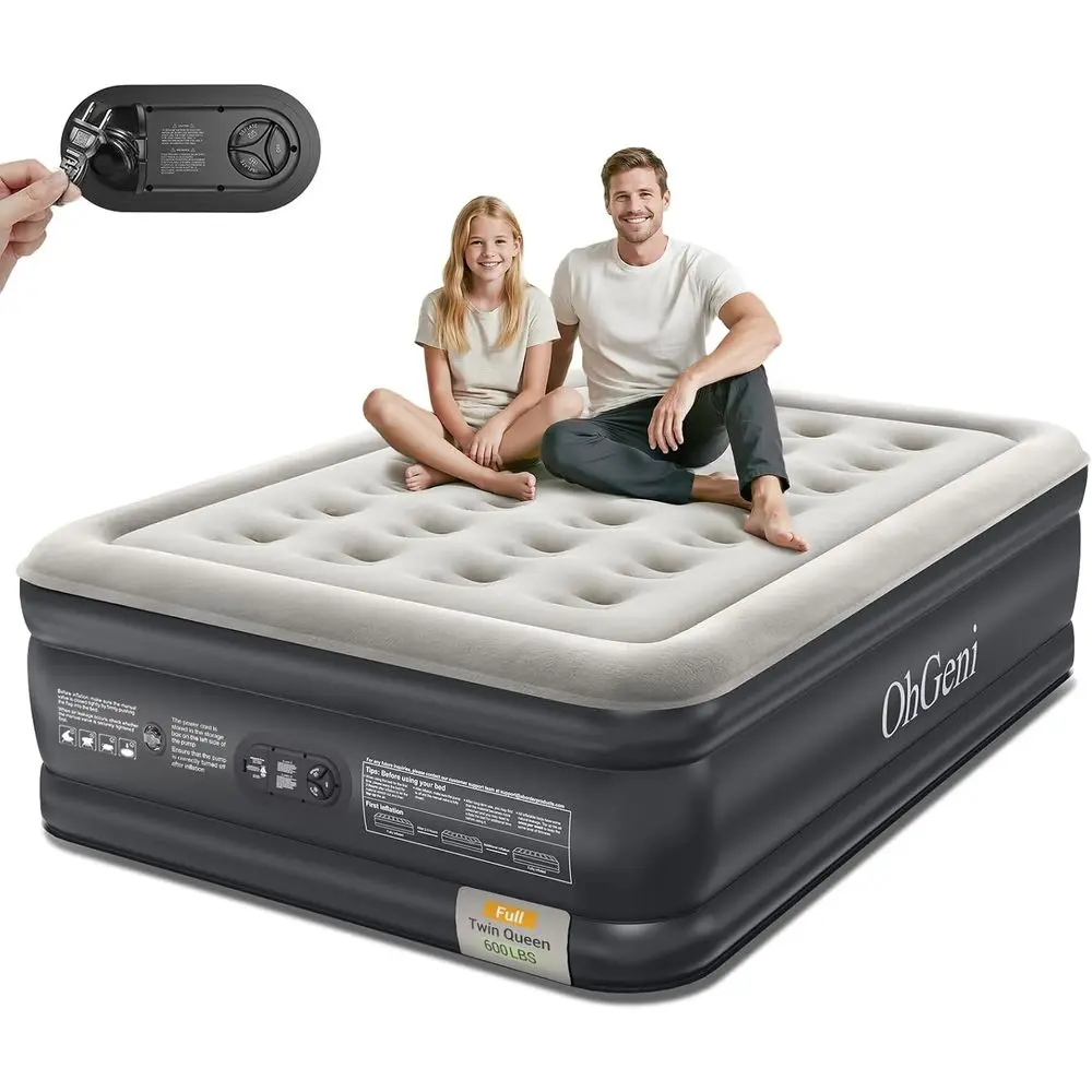 Portable 18 Inflatable Air Mattress with Pump, Comfortable Sofa Bed for Home, Outdoors, Adults, Durable Support up to 600 lbs, B