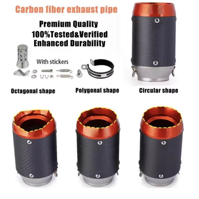 AR Modified universal exhaust pipe For Z900 Z1000 ninja400 CBR500 R6 zx6r motorcycle exhaust muffler 51MM