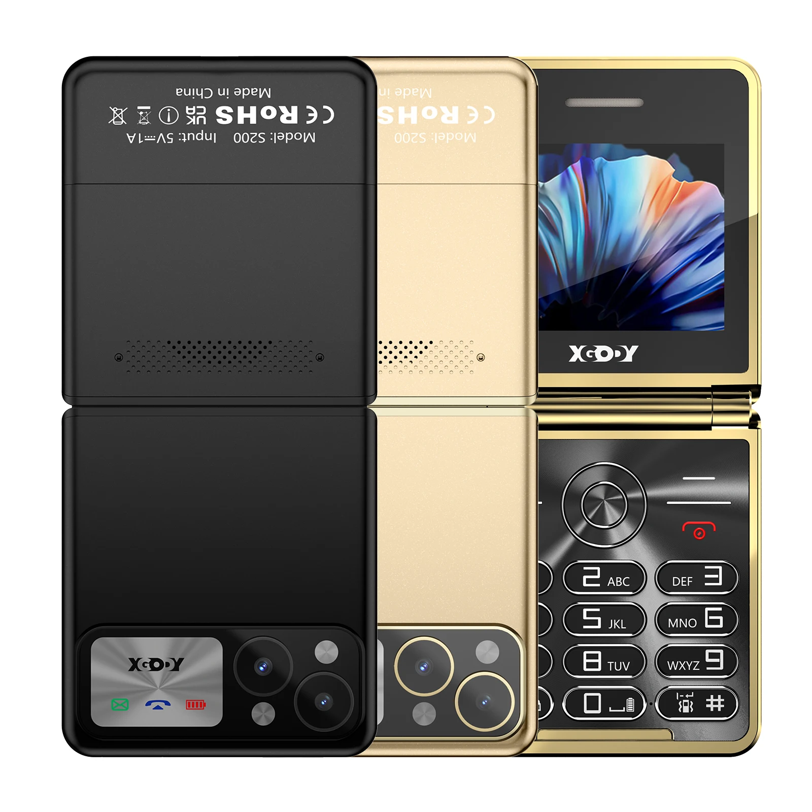 2025 New XGODY S200 Flip Foldable Smartphone Mini 32MB ROM GSM Bluetooth FM Radio 1300mAh 2.4 inch HD Dual SIM 2G Mobile Phones