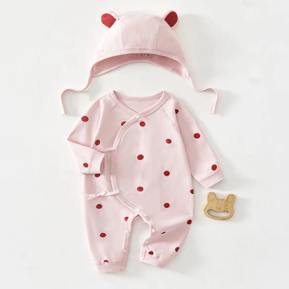 My First Christmas Newborn Baby Girl Romper Long Sleeve Cotton Dot Spring Autumn Winter 0 6 Months Hospital Clothes With Hat