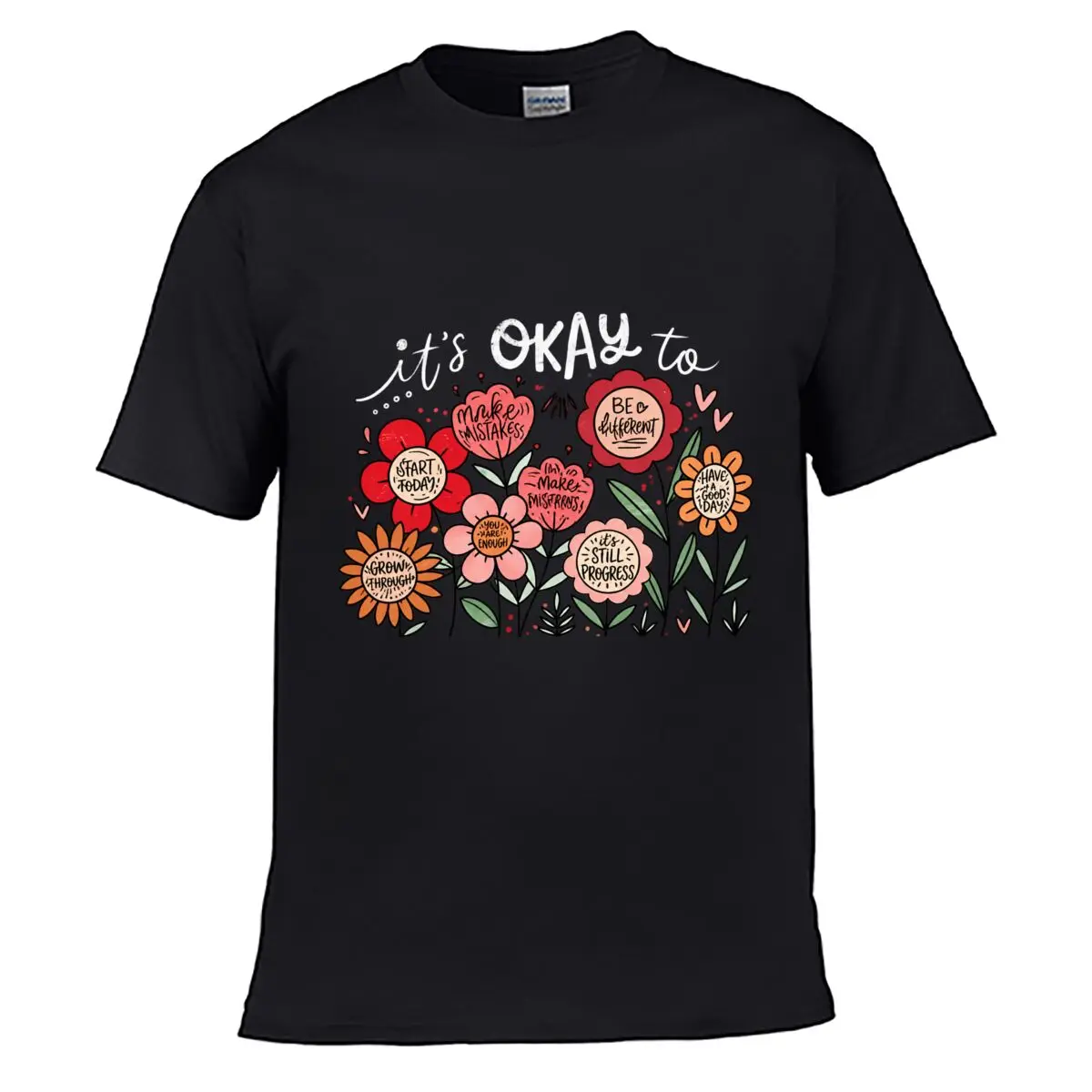 Floral Inspirational Quotes Start Today Make Mistakes Be Different short-sleeved T-shirt Casual Tee