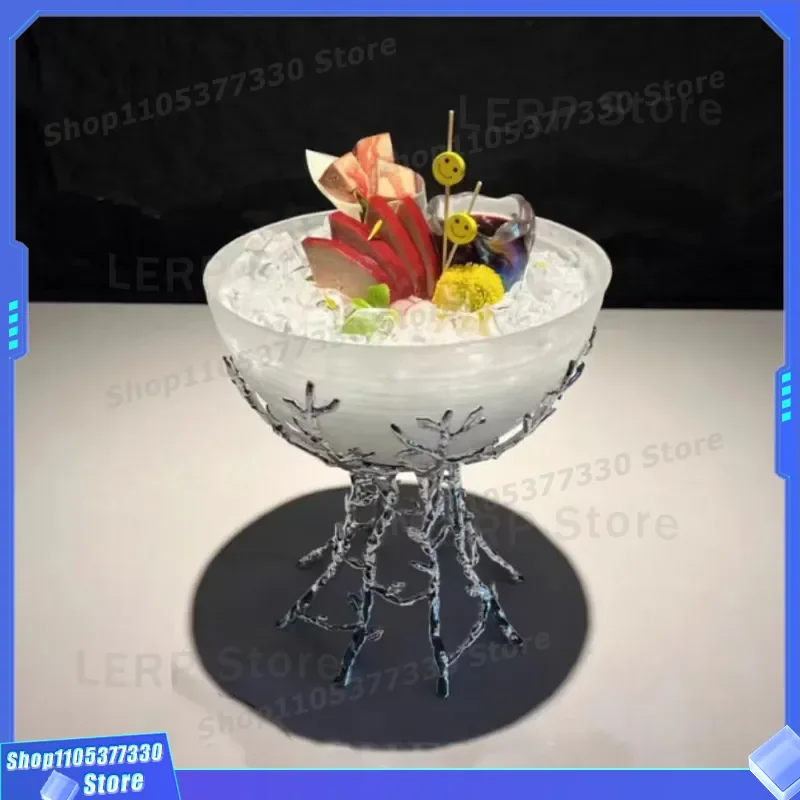 Creative Ice Crack Pattern Hot Pot Bowl High End Sashimi Plate Special Beef Kernels Platter Unique Tableware for Dining Home