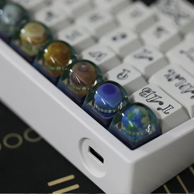 Planet Artisan Keycaps for Mechanical Keyboard Caps Eight Planet Custom 3D Printing Resin Key Caps PC Gamer Accessories Gifts