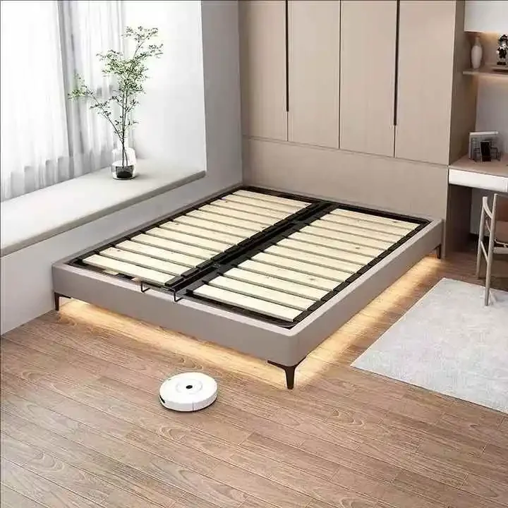 Popular Premium Platform Soft Headboard Up-holstered Beds Storage King Size Bedding Bedroom Furniture Bed with Night Table