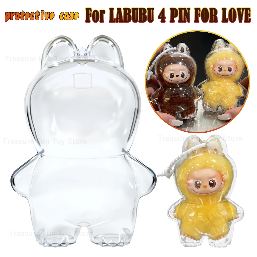 Transparante beschermhoes voor LABUBU 4-pins VOOR LOVE-serie Beschermhoes Opbergdoos Popaccessoires met siliconen touw