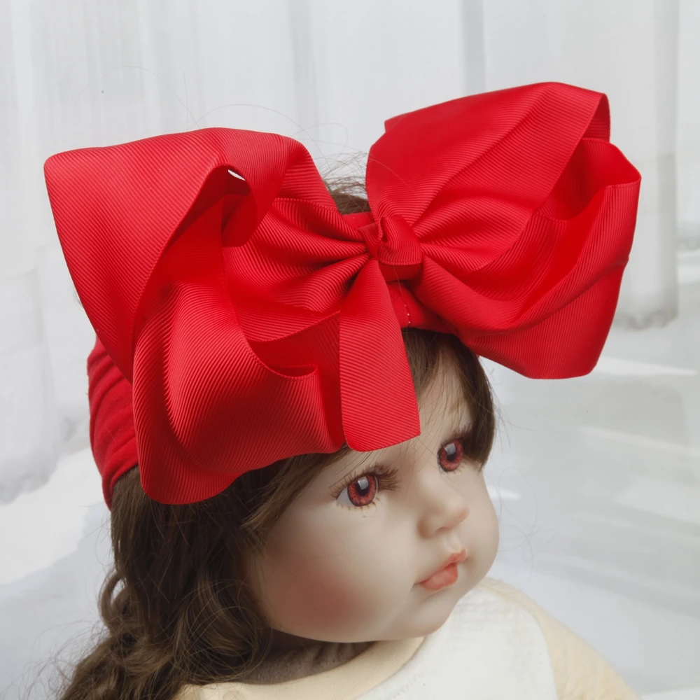 8/12Pieces 8 Inch Soft Elastic Nylon Headbands Hair Bows Headbands Hairbands for Baby Girl Toddlers Infants Newborns