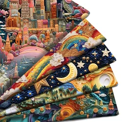 50*145cm Star Floral Castle 3D Imitation Printed Polyester/Pure Cotton Fabric Patchwork Sewing Quilt Fabric Needlework Cloth