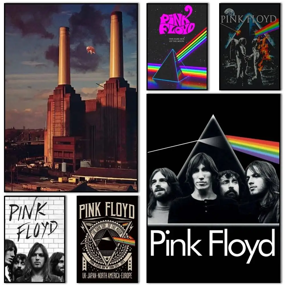 The Dark Side Pink F-Floyd Poster Self-adhesive Art Waterproof Paper Sticker Coffee House Bar Room Wall Decor