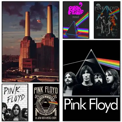 The Dark Side Pink F-Floyd Poster Self-adhesive Art Waterproof Paper Sticker Coffee House Bar Room Wall Decor