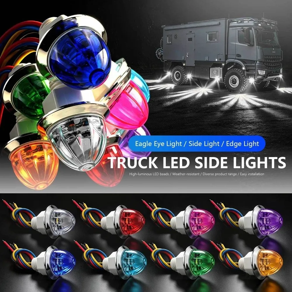 1.25 Inch Diameter LED Side Marker Light Small Size Decorative Lamp Trailer Warning Light Universal Fit Watermelon Design