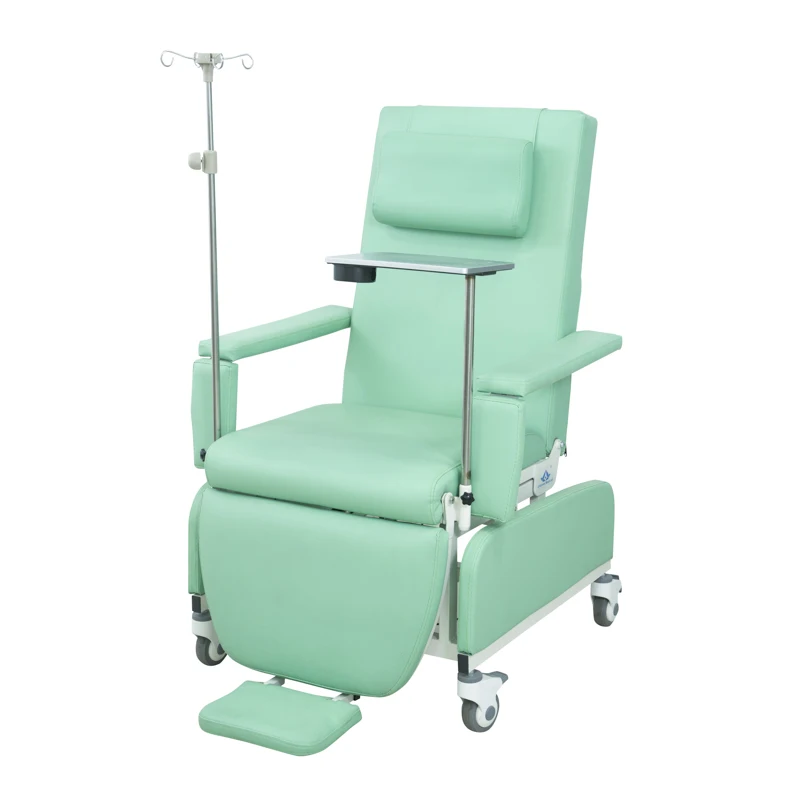 Most Popular Hospital Furniture Mechanical Electrical Dialysis Chair with Table and IV Pole