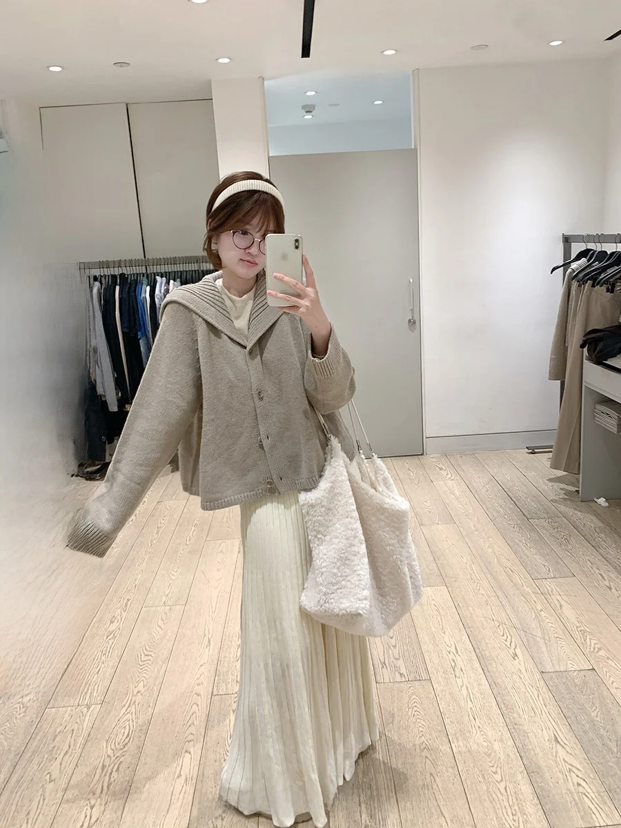 

Длинная вязаная юбка А-силуэта CallmeEar, осенняя миди-юбка для стройности, универсальная, для повседневной носки, из полиэфирного волокна, с эластичной талией