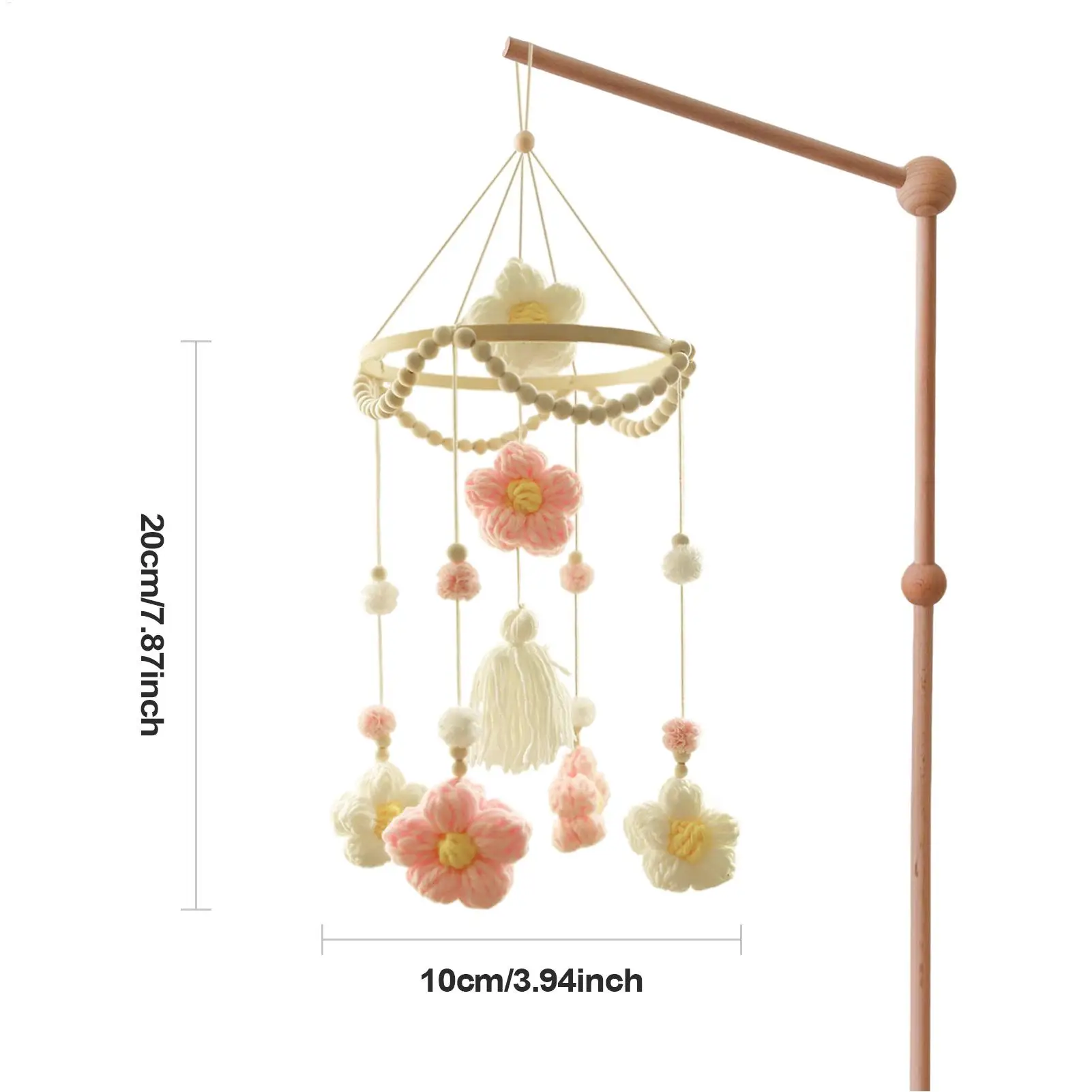 Toddler Crib Mobile Woven Flower Crib Mobile Boys Girls Soother Rotating Colorful Decoration For Wall Bassinet Home Bedroom