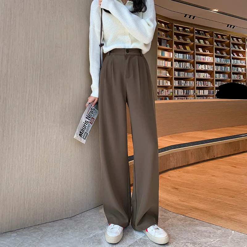 Wide Leg Pants Women's Autumn Version High Waist Slim Suit Pants Loose Vertical Feeling Floor Dragging Straight Pants