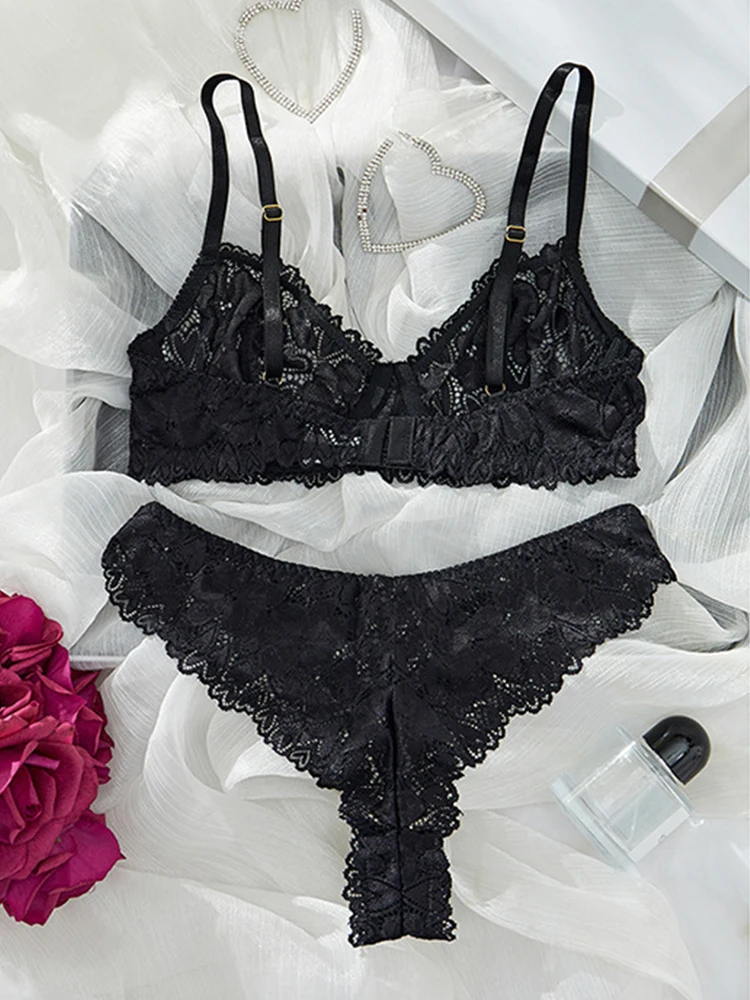 Sexy Women Underwear Romantic Lace Lingerie Fancy Hollow Erotic Lingerie Ultra Sexy Bra and Panty Sets Intimate Daring Lingerie