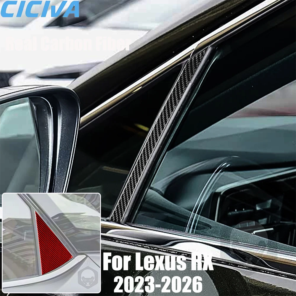 

Real Carbon Fiber Car Accessories C-pillar Panel Trim Cover Soft Sticker For Lexus RX300 RX350h RX500h 2023 2024 2025 2026
