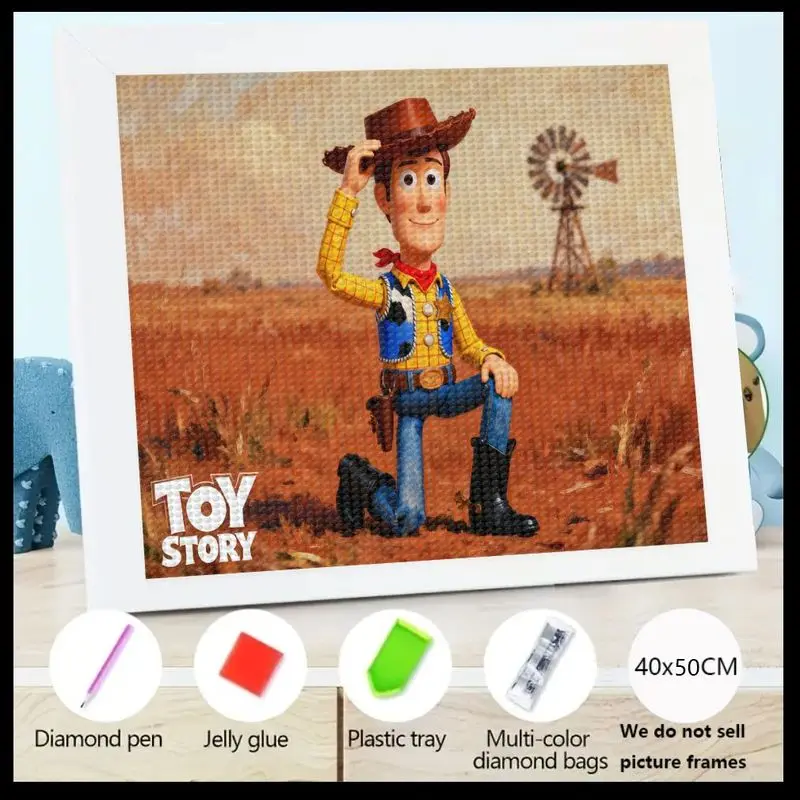 

1PC 40x50CM Toy Story Woody Diamond Painting Kit, 5D Full Drill DIY Cartoon Movie Character Diamond Art, Adults & Kids Stress Re