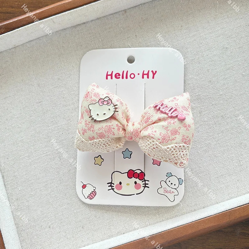 

Kawaii Hello Kitty Headband Pink Floral Hair Clip Fashionable Versatile Student Hair Accessories Women Accessories Wholesale