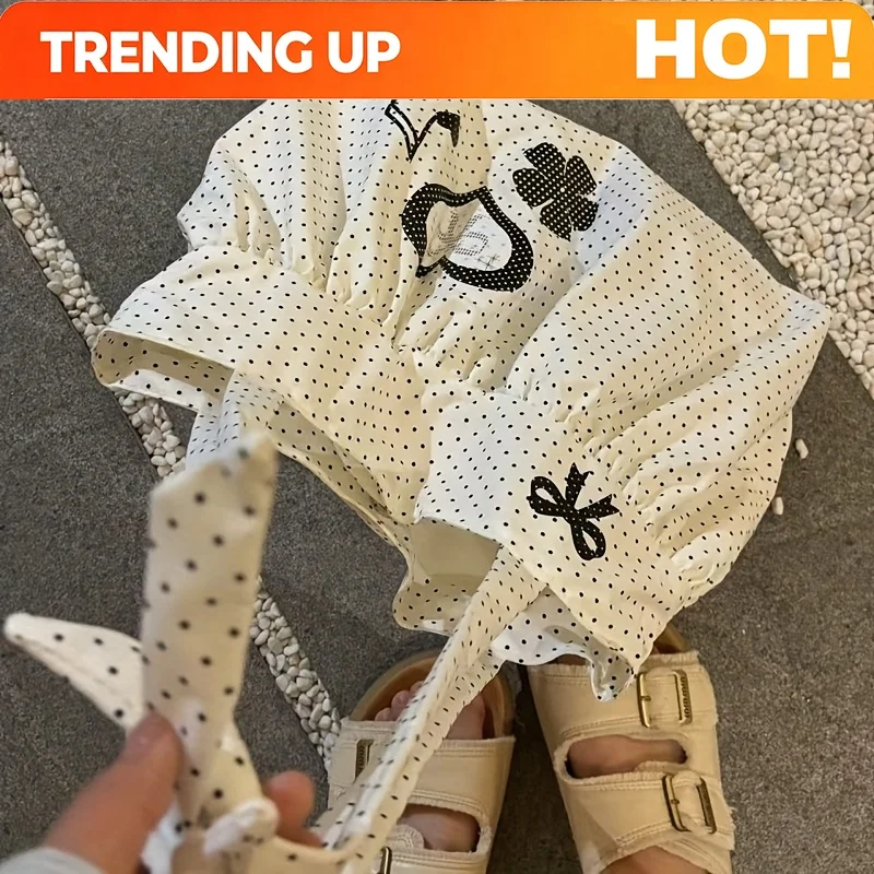 Cute And Versatile Polka Dot Love Printed Skirt, Large Capacity Tote Bag, One Shoulder Commuting Bag, 'S Heart