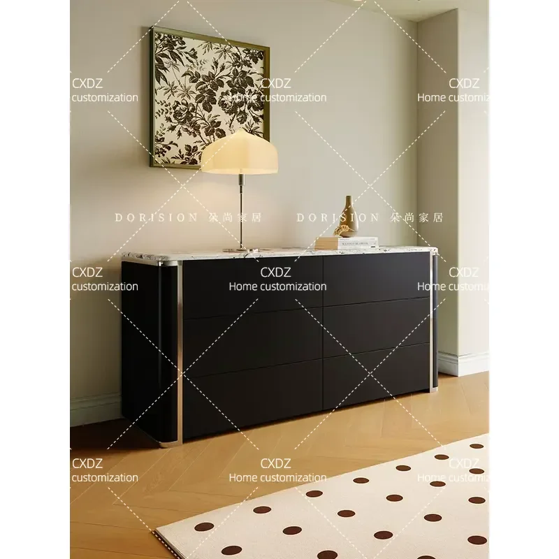 Retro Solid Wood Sideboard Cabinet for Living Room Dining Area or Bedroom Minimalist Wall Mounted Storage Chest with Drawers