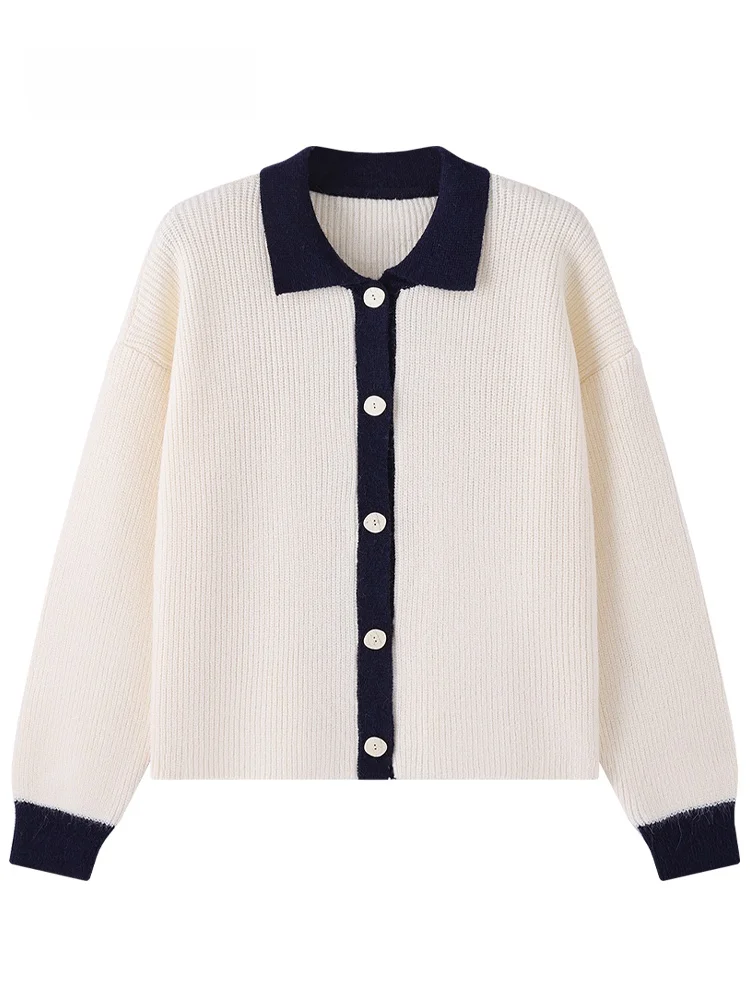 

Женский модный кардиган JZZDEMM с цветными блоками и воротником, приталенный, укороченный, осенне-зимний, с длинными рукавами, теплый