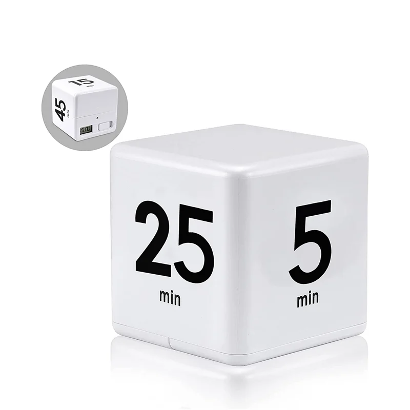 IDUD 2X Cube Timer Kitchen Timer Time Management Timer For Gravity Sensor Flip For Time Management Countdown 25-5-45-15 Minutes