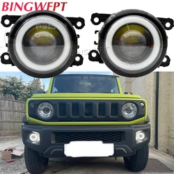 1Pair LED Fog Light Angel Eye Daytime Running Lights For Suzuki Grand Vitara Jimny JB64 JB74 2018 2019 2020 JB43 Jimny 1998-2017
