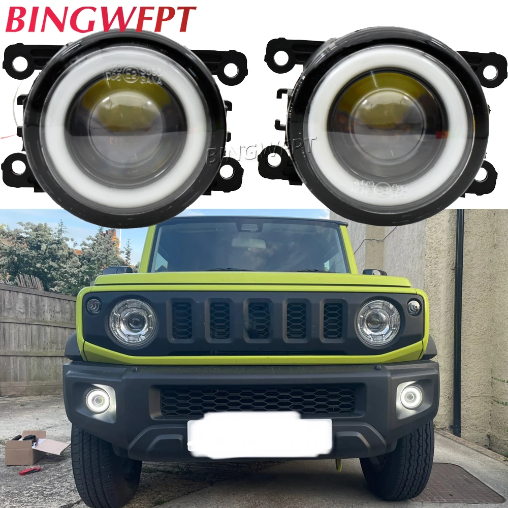 1Pair LED Fog Light Angel Eye Daytime Running Lights For Suzuki Grand Vitara Jimny JB64 JB74 2018 2019 2020 JB43 Jimny 1998-2017