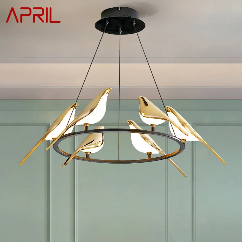 

APRIL Nordic Pendant Lamp Modern Vintage Round LED Bird Light Creative Design Decoration For Living Dining Room Bedroom