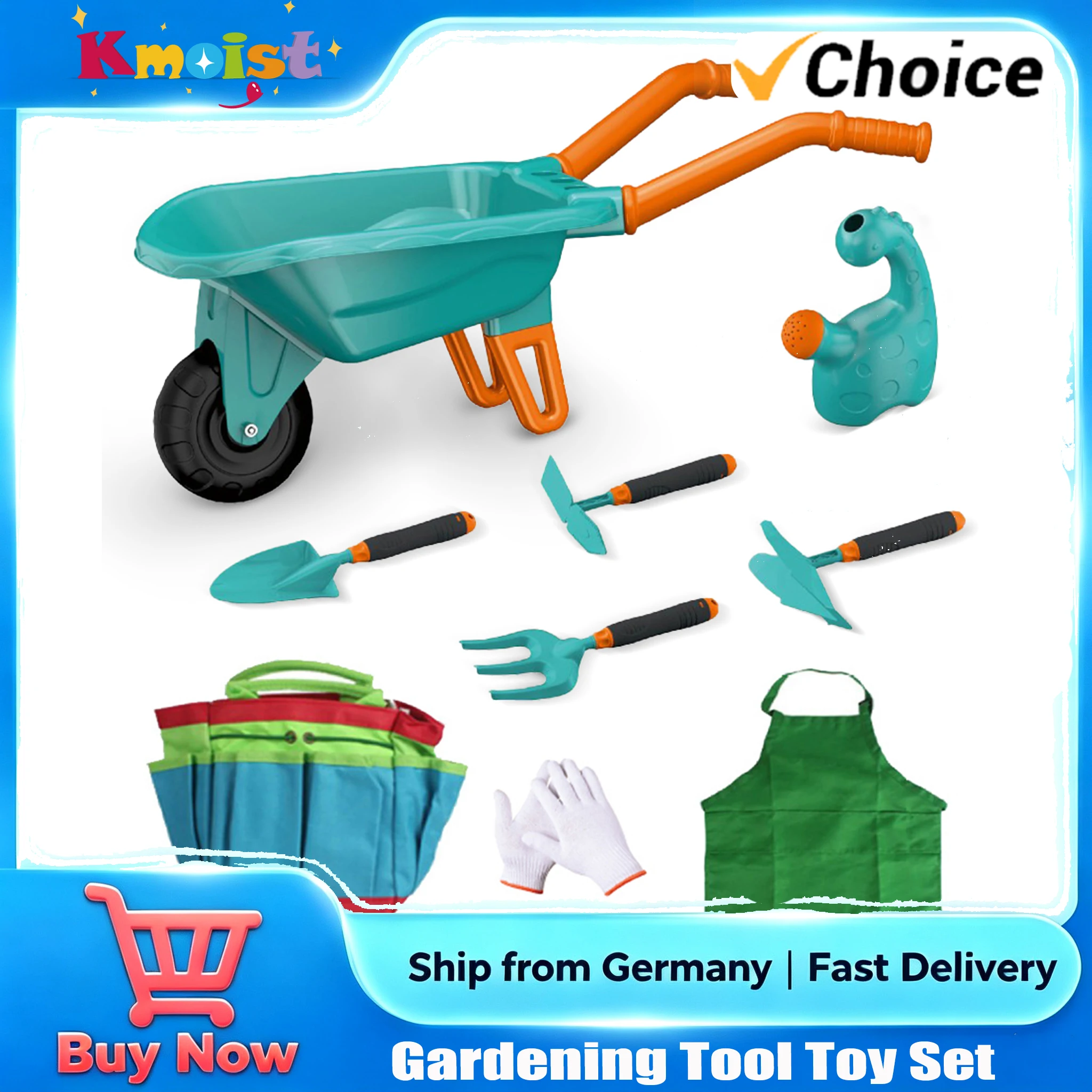 Ensemble d'outils de jardinage pour enfants, jouet pour plage, jardin, cour arrière, chariot de jeu, tablier, gants, outils pour plantes et fleurs, pour enfants garçons et filles, jeu d'imitation, cadeaux de Noël, expédié d'Allemagne, livraison rapide.