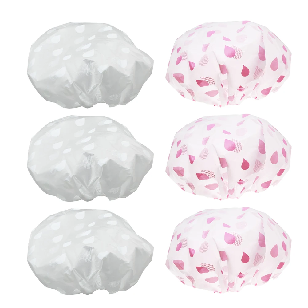 

6 Pcs Waterproof Shower Cap Bath Hat Women Hair Protection Reusable Soft Foldable Kitchen SPA Bathroom Accessories
