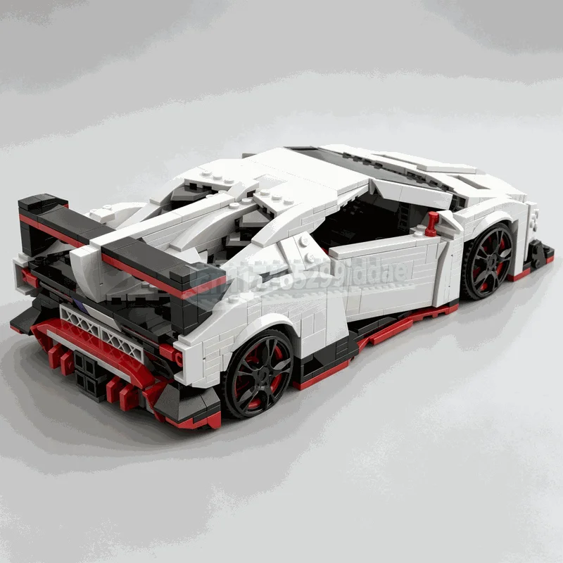 1156PCS White Super Sports Car Building Blocks Racing Vehicle Model Opening Doors DIY Assembly Creative Collection Display Gift