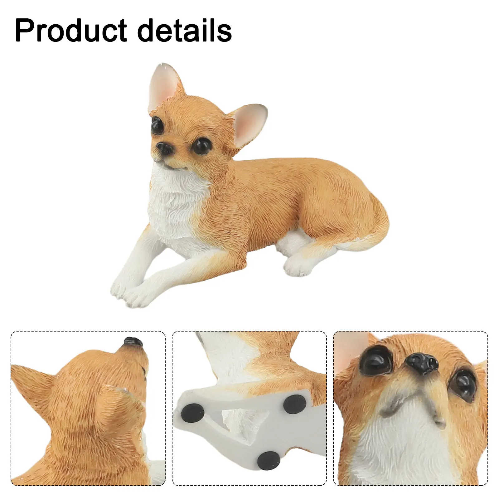 For Backyard Realistic Home Decoration Chihuahua for sculpture Garden Decoration Khaki White Or Khaki Frost Resistant Lifelike