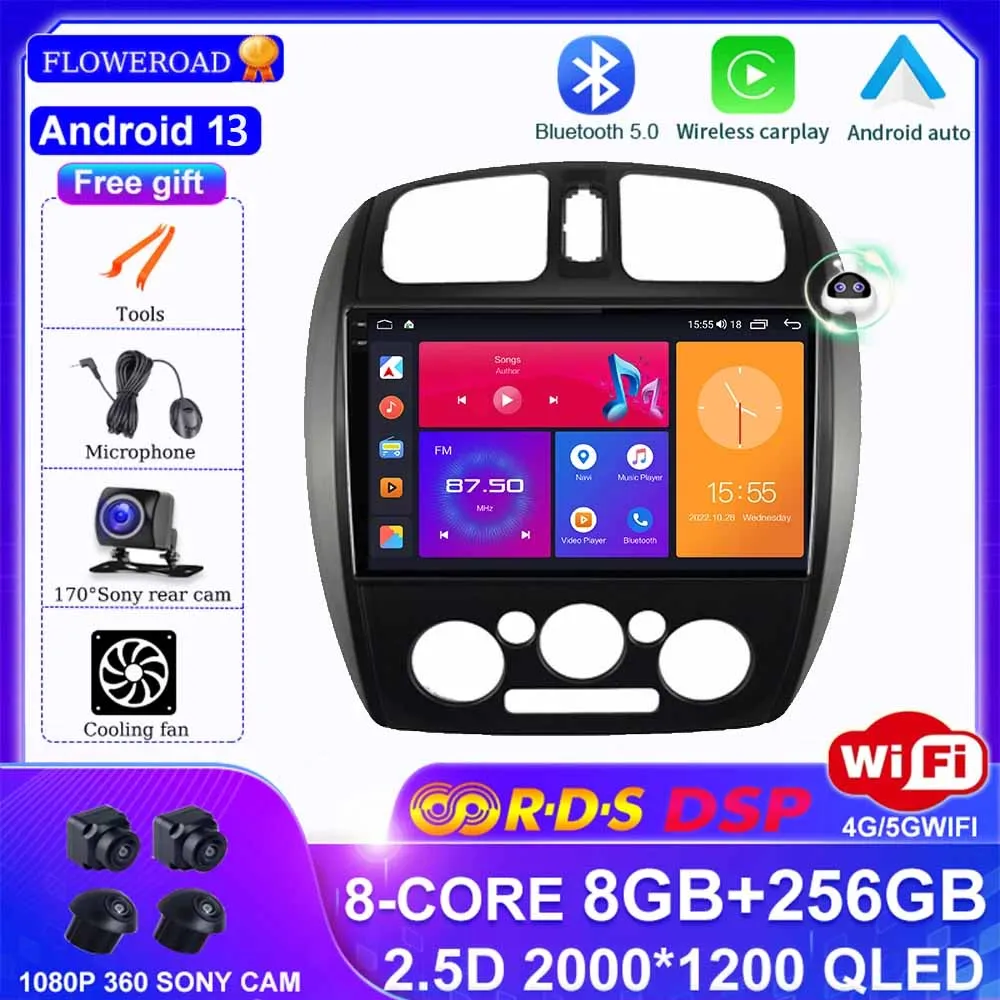 

AI Voice Radio Stereo Android 13 Auto Car Multimedia Video Player For Mazda 323 Isamu Premacy BJ 1998 - 2008 carplay auto DSP BT