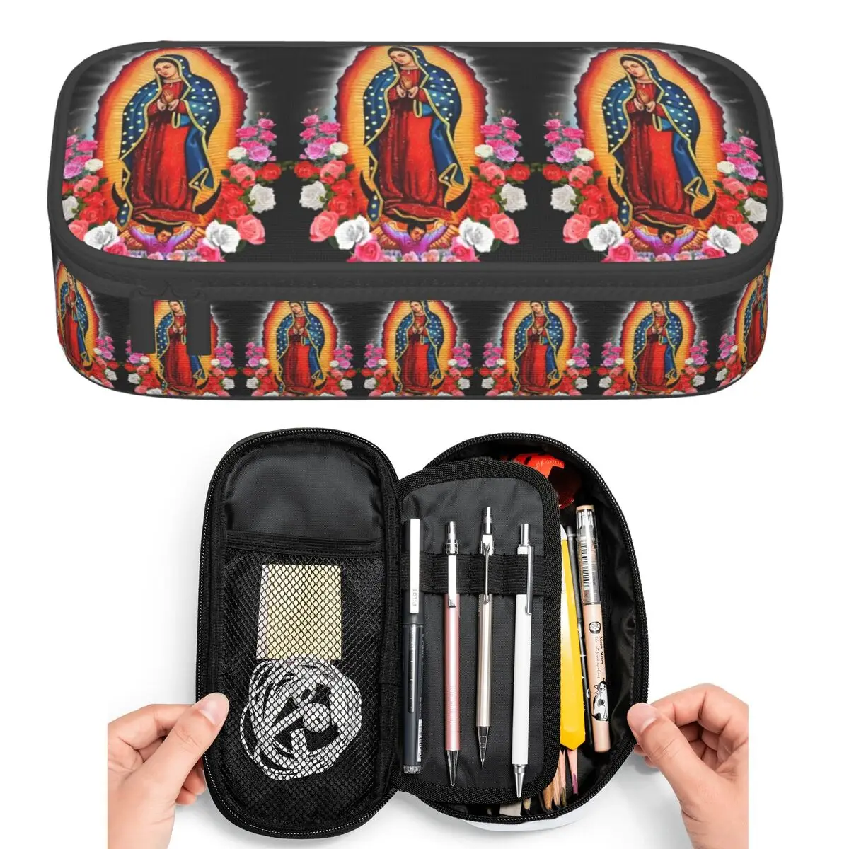 

Virgin Mary Of Guadalupe Mexico Catholic Saint Pencil Cases Student Pen Box Pencil Bag Large Capacity Pencil Pouch Pen Holder