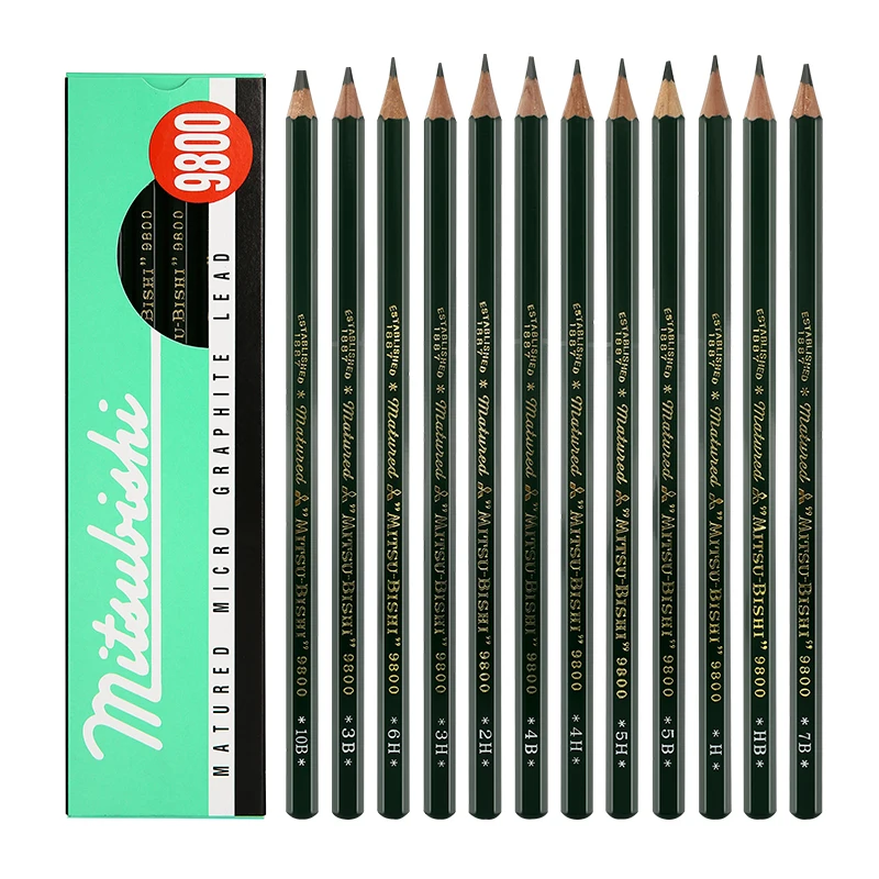 12Pcs Japan UNI 9800 Mitsubishi Matured Micro Graphite Lead Pencil