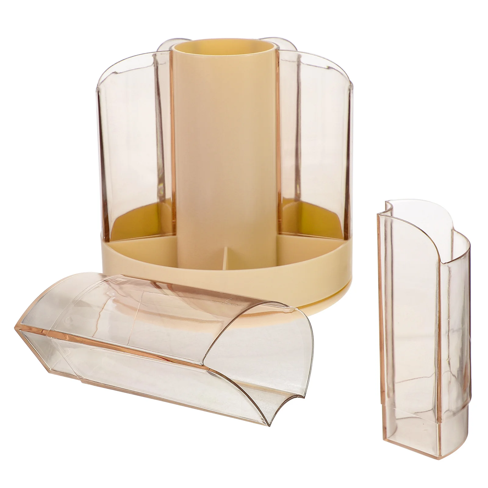 

Rotating Brush Holder 360° Rotation Desktop Organizer Large Capacity Abs Pp Material Grid Storage For Makeup